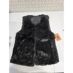 Joujou Faux Fur Vest Womens XS Sleeveless‎ Black Vegan Soft New with Tags